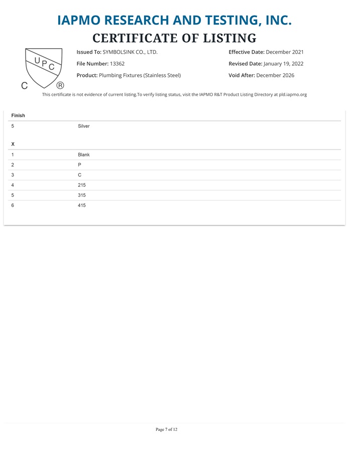 cUPC Certificate 7